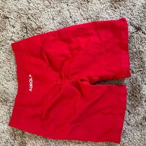 Aurola Red Seamless Bike Shorts for Women